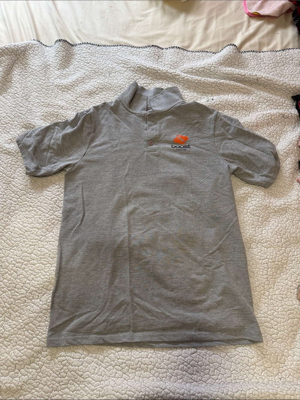 Hanes Gray Polo with Orange Boost Logo